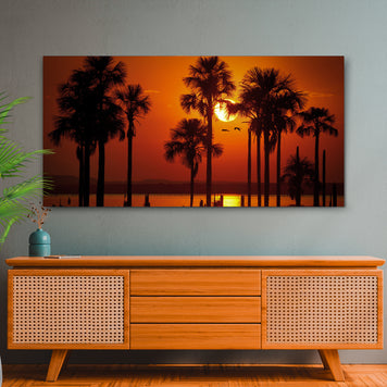 Sunset Palm Beach Canvas Wall Art