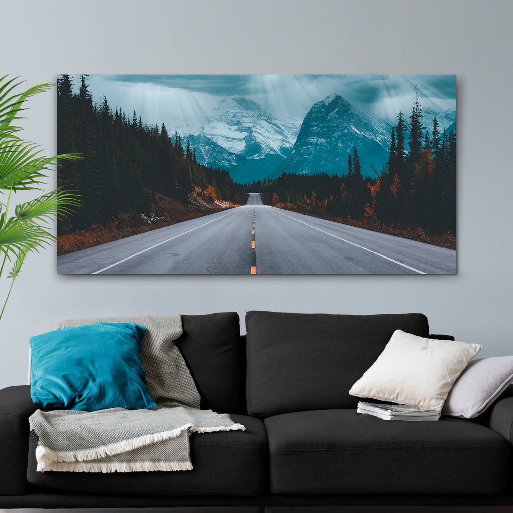 Middle Road To Snowy Mountain Canvas Wall Art by Tailored Canvases