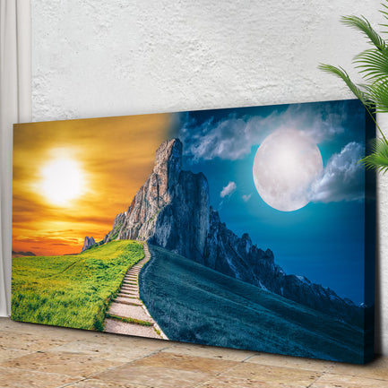 Day And Night Mountain Range Canvas Wall Art - Image by Tailored Canvases