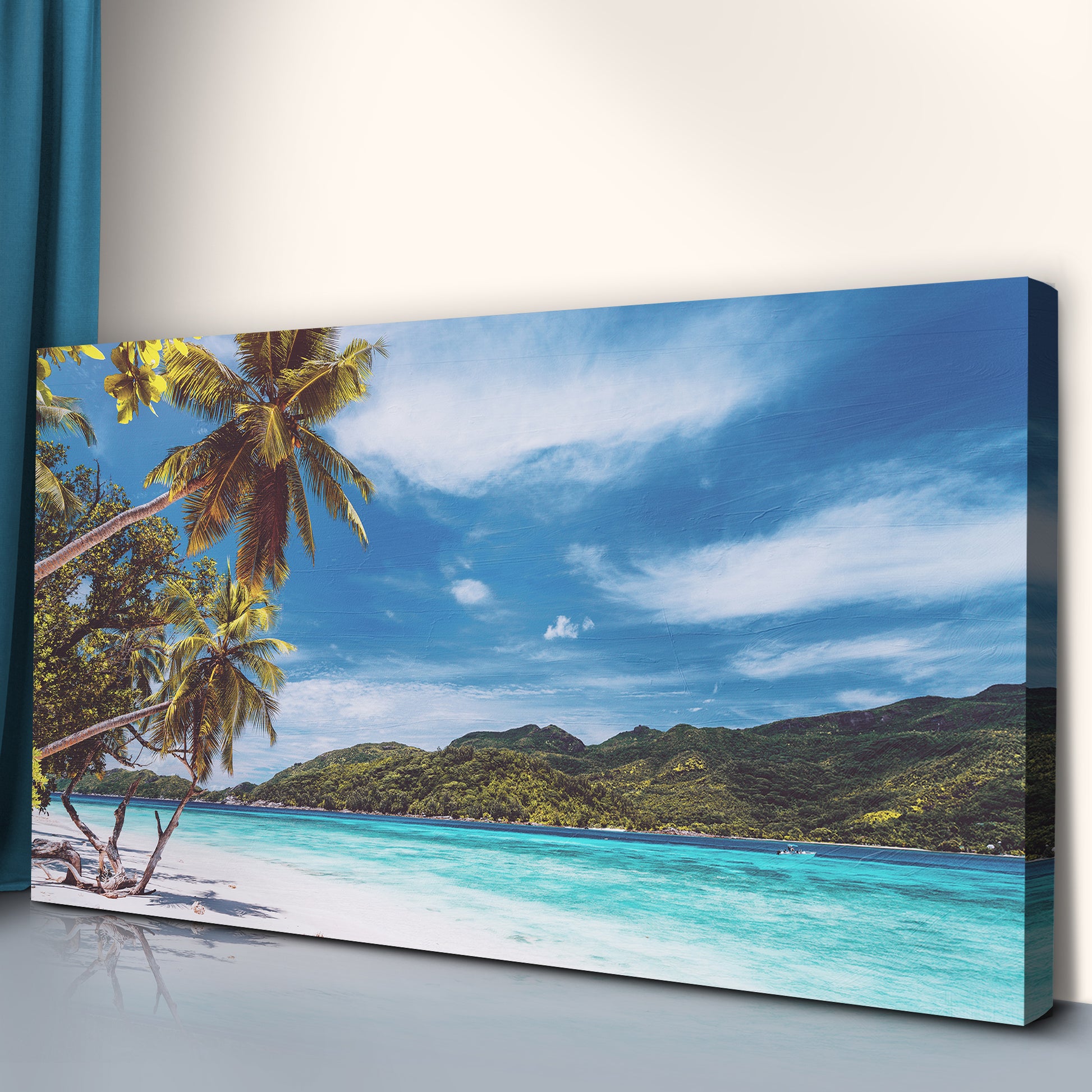 Palm Trees On Tropical Beach Canvas Wall Art Style 1 - Image by Tailored Canvases