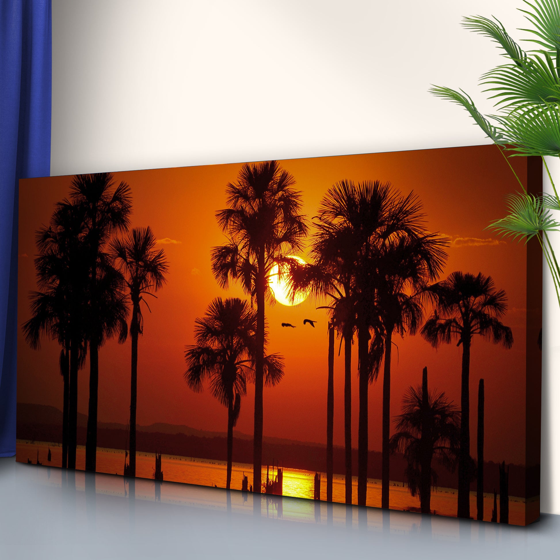 Sunset Palm Beach Canvas Wall Art Style 1 - Image by Tailored Canvases