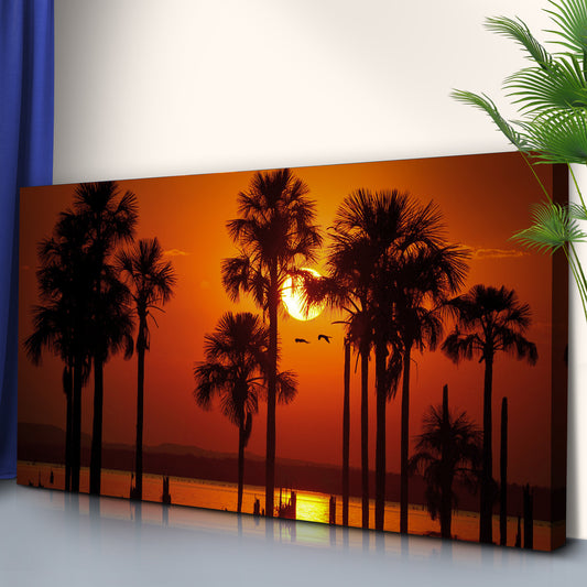 Sunset Palm Beach Canvas Wall Art - Image by Tailored Canvases