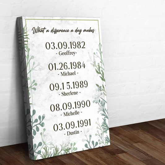 What a Difference a Day Makes Family Sign Style 1 - Image by Tailored Canvases