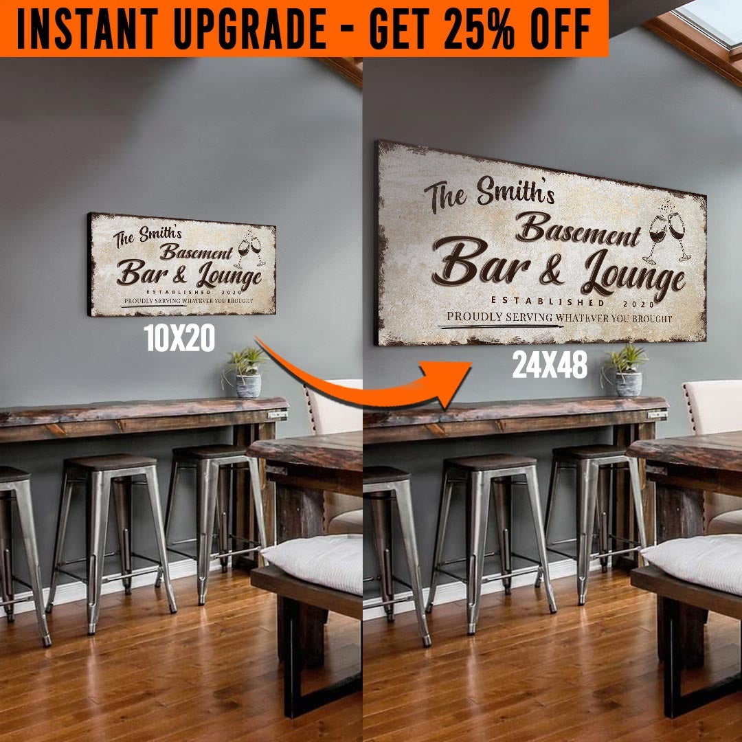Upgrade Your 'Basement Bar and Lounge' (Style 2) Canvas To 24x48 Inches