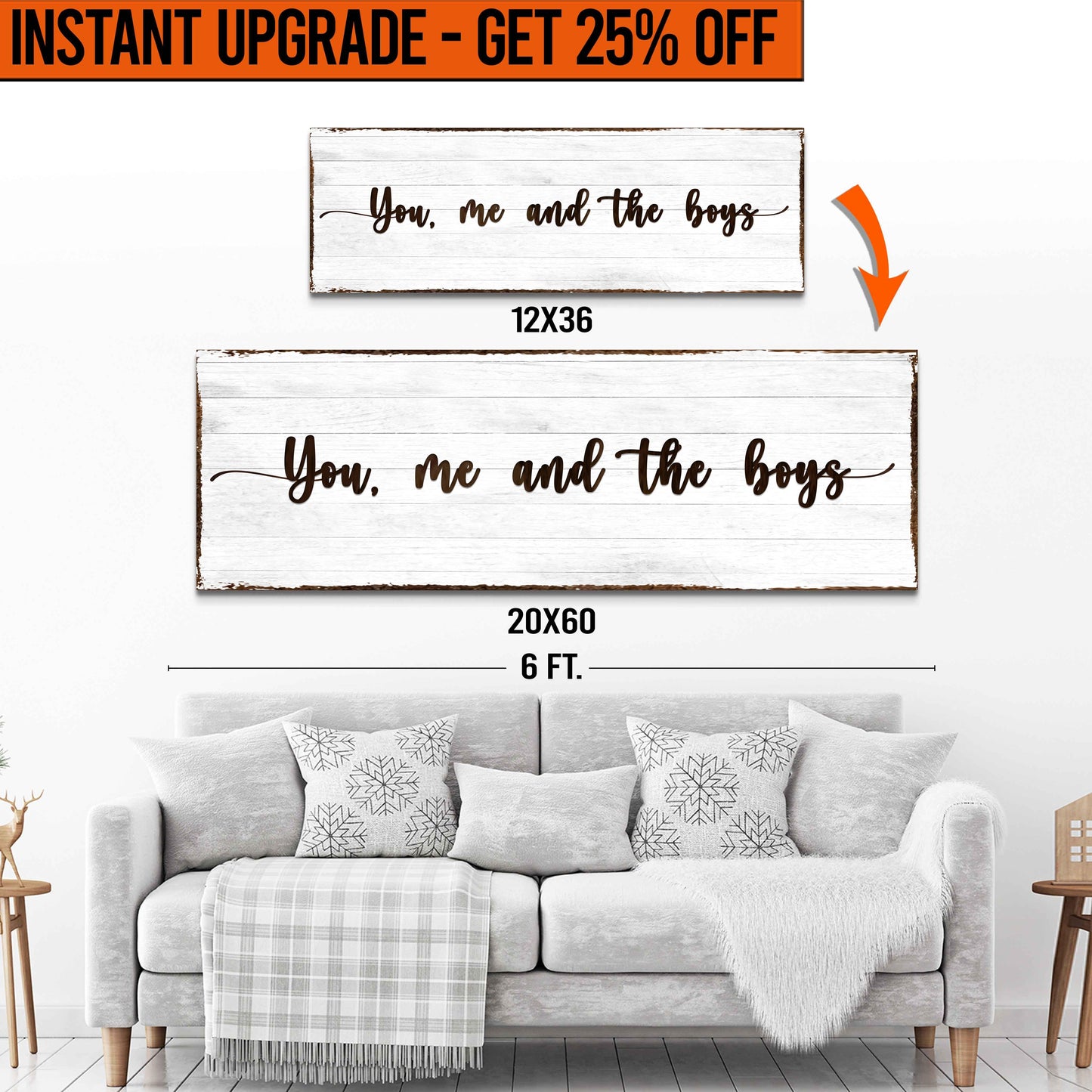 Upgrade Your 'You Me And The Boys' (Style 1) Canvas To 20x60 Inches