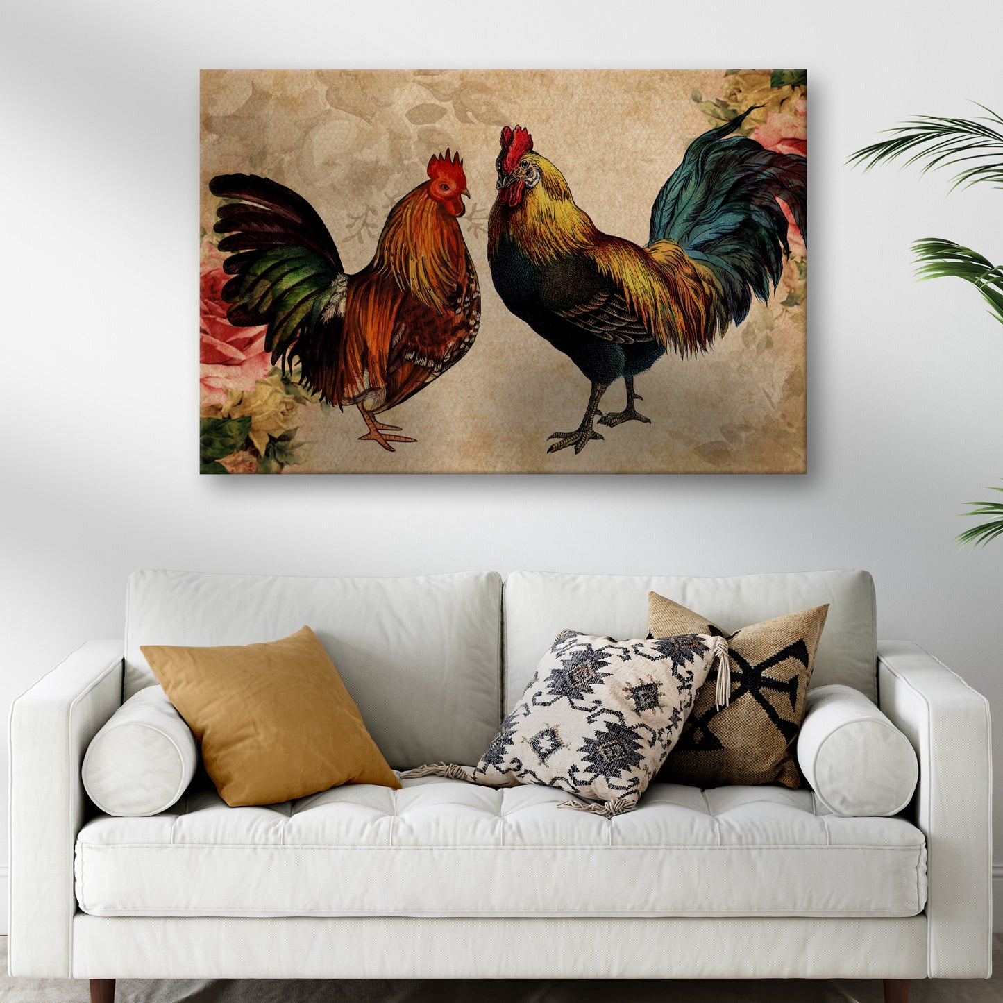 Retro Rooster Chicken Canvas Wall Art - Image by Tailored Canvases