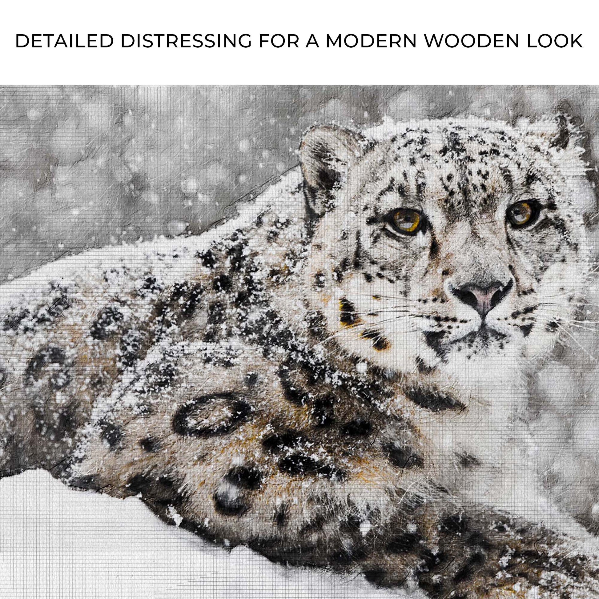 Snow Leopard In Blizzard Canvas Wall Art Zoom - Image by Tailored Canvases
