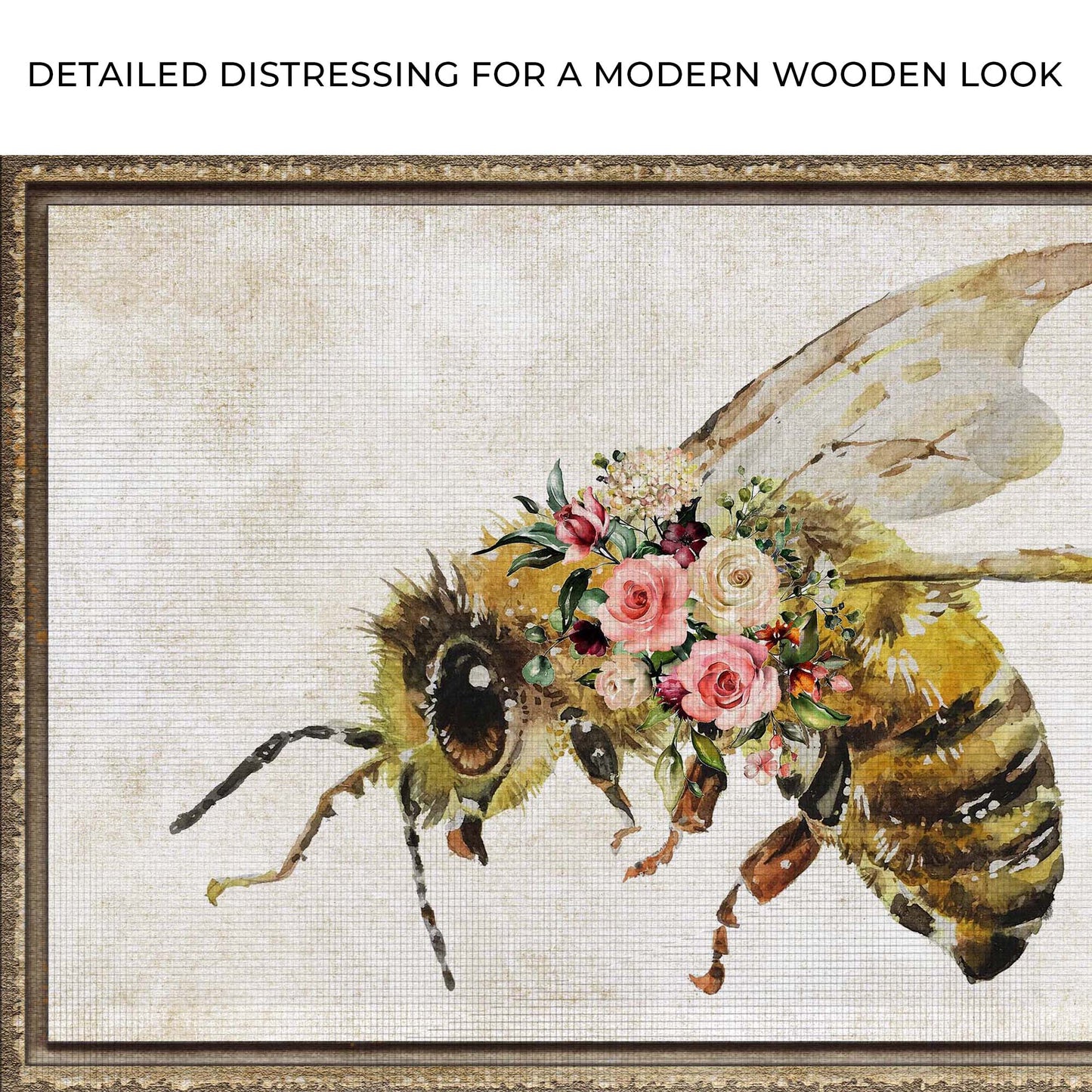 Floral Honey Bee Painting Canvas Wall Art Zoom - Image by Tailored Canvases