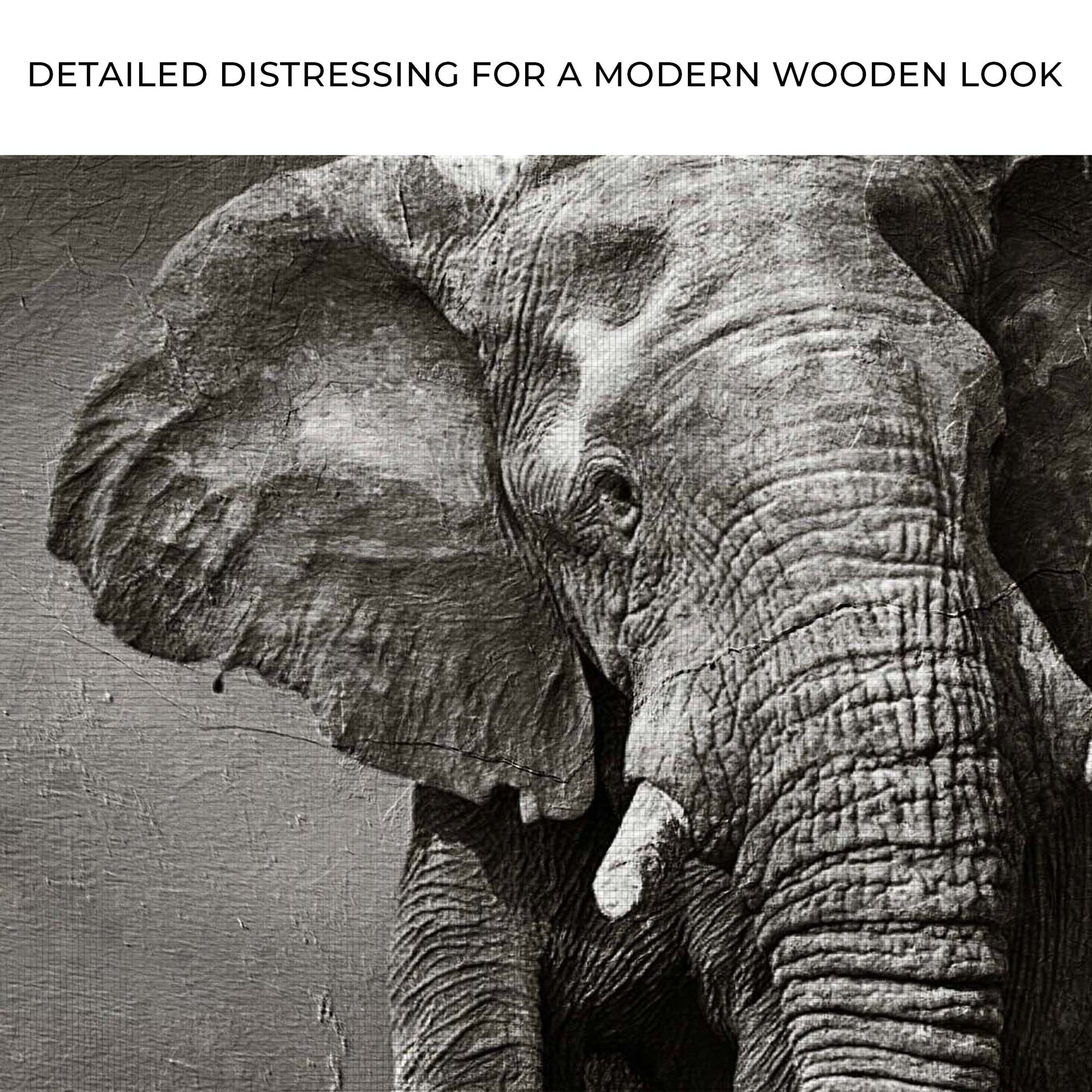 Grayscale Walking Elephant Portrait Canvas Wall Art Zoom - Image by Tailored Canvases