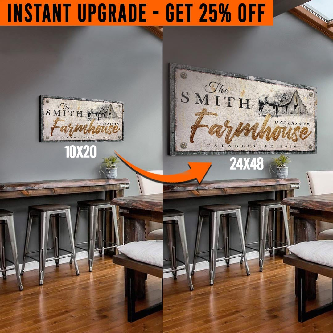 Upgrade Your 'Rustic Horse Farmhouse' (Style 3) Canvas To 24x48 Inches
