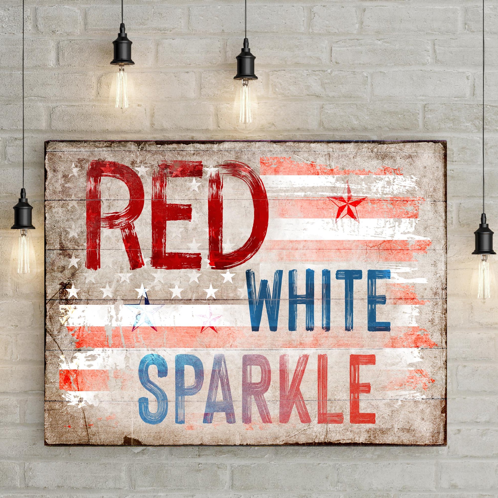 Red White Sparkle America Sign Style 1 - Image by Tailored Canvases