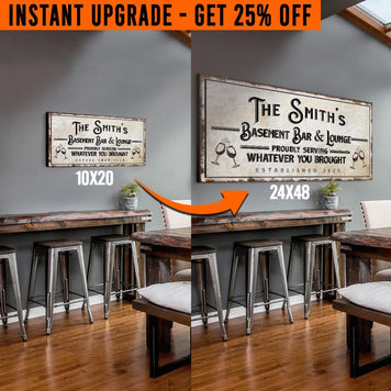 Upgrade Your 'Basement Bar and Lounge' (Style 1) Canvas To 24x48 Inches