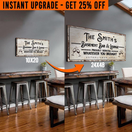 Upgrade Your 'Basement Bar and Lounge' (Style 1) Canvas To 24x48 Inches