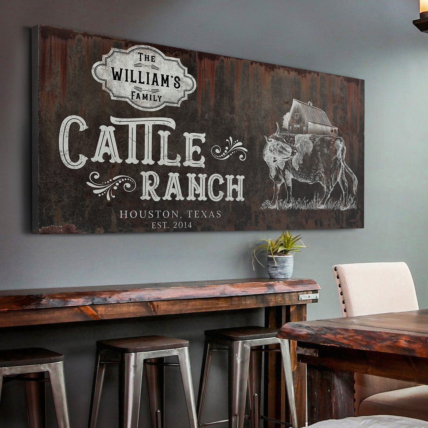 Vintage Cattle Ranch Sign Style 3 - Image by Tailored Canvases