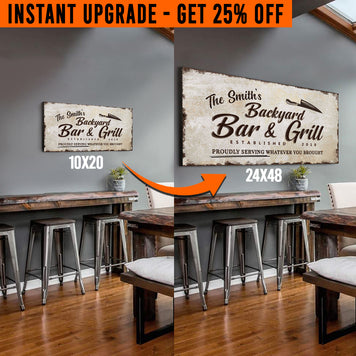 Upgrade Your 'Backyard Bar And Grill' (Style 3) Canvas To 24x48 Inches