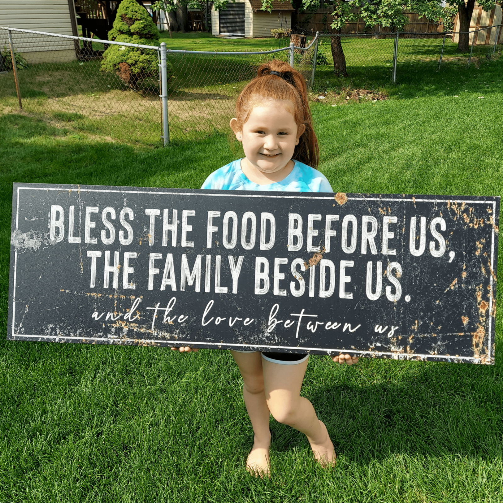 Bless The Food, Family and Love Sign Style 1 - Image by Tailored Canvases