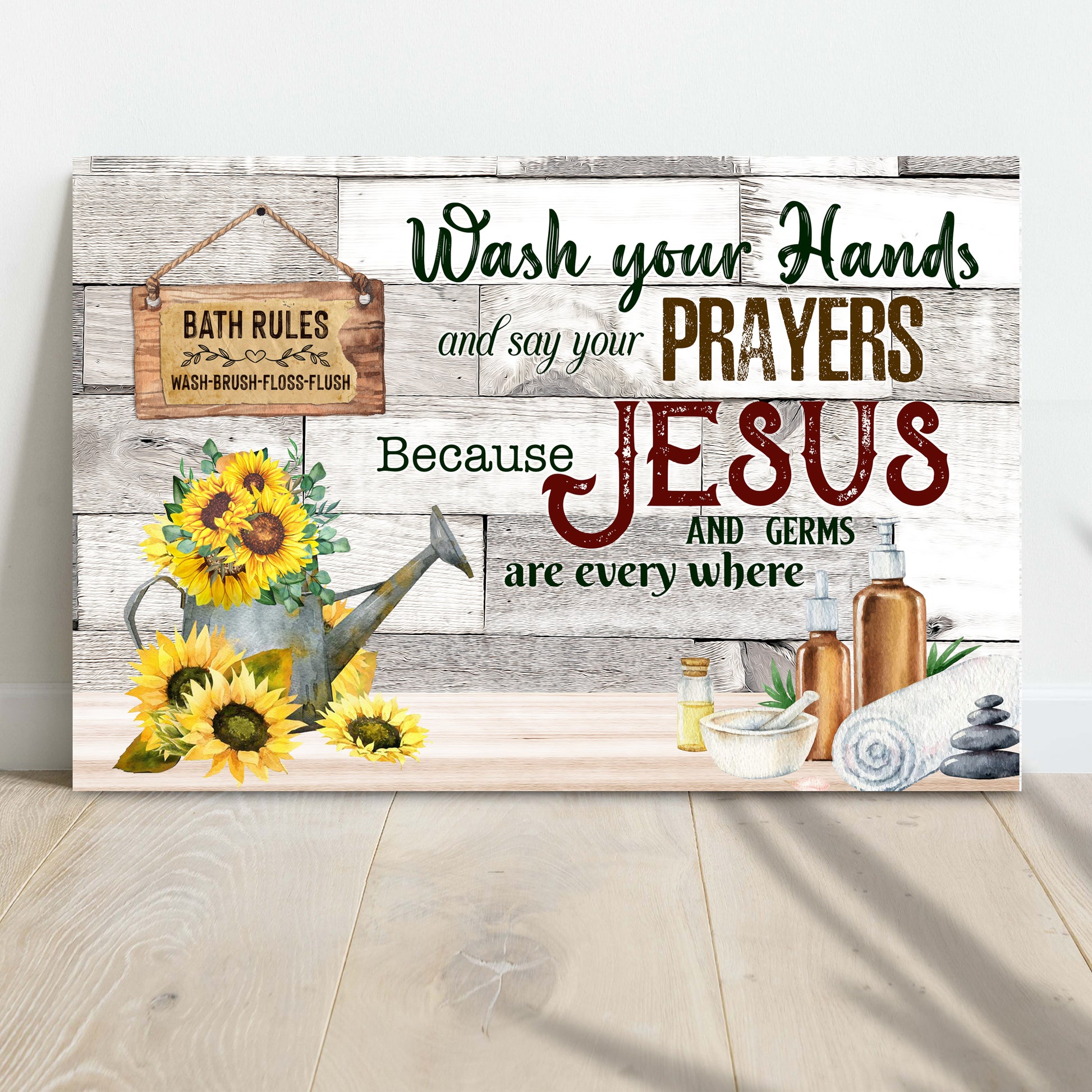 Wash Your Hands And Say A Prayer Sign II Style 2 - Image by Tailored Canvases