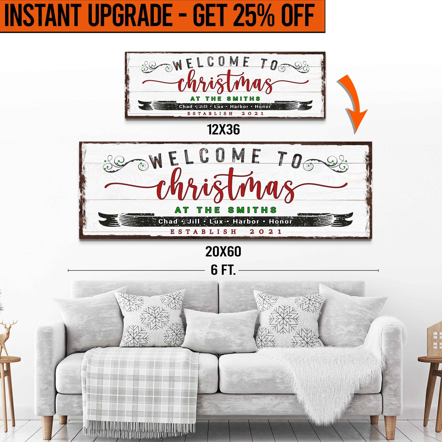 Upgrade Your 'Christmas Sign' (Style 1) Canvas To 20x60 Inches