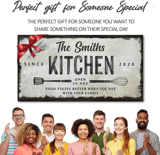 Family Kitchen (Whisk and Spatulla) - Personalized Family Huge Canvas