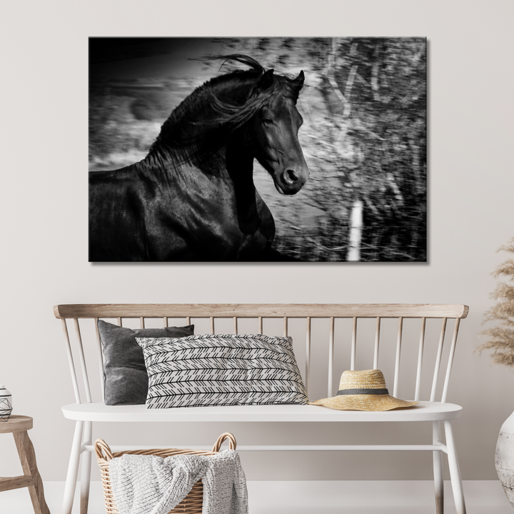 Running Black Horse Style 1 - Image by Tailored Canvases