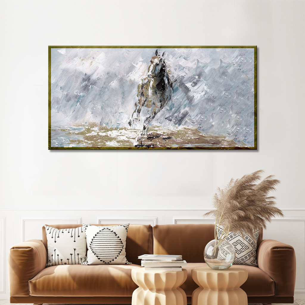 Horse Black Gray Canvas Wall Art by Tailored Canvases