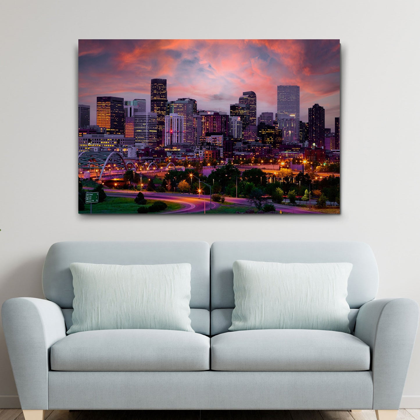 Beautiful Skyline Of Denver Canvas Wall Art Style 2 - Image by Tailored Canvases