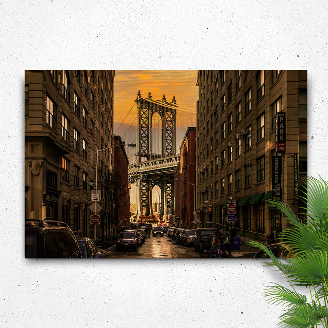 Glimpse Of Brooklyn Bridge Canvas Wall Art by Tailored Canvases