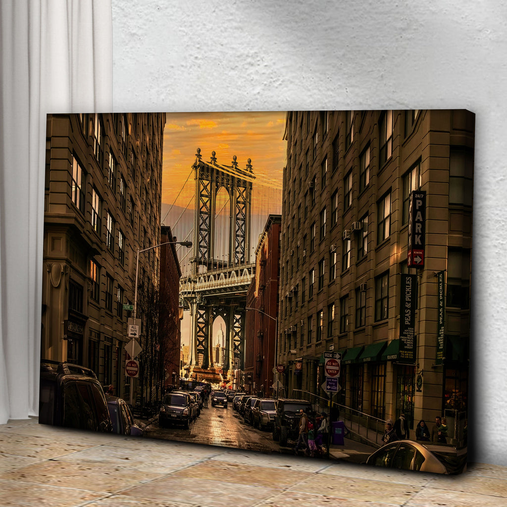 Glimpse Of Brooklyn Bridge Canvas Wall Art by Tailored Canvases