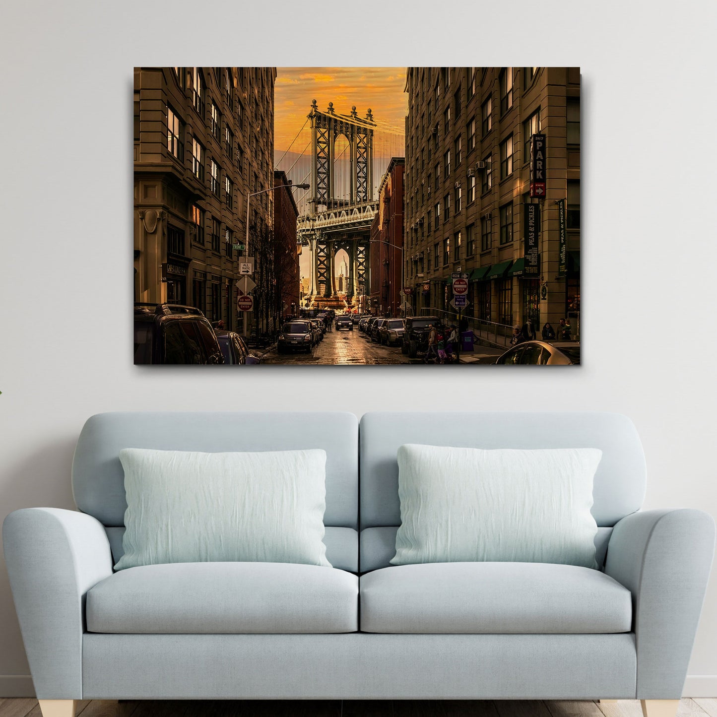 Glimpse Of Brooklyn Bridge Canvas Wall Art Style 2 - Image by Tailored Canvases