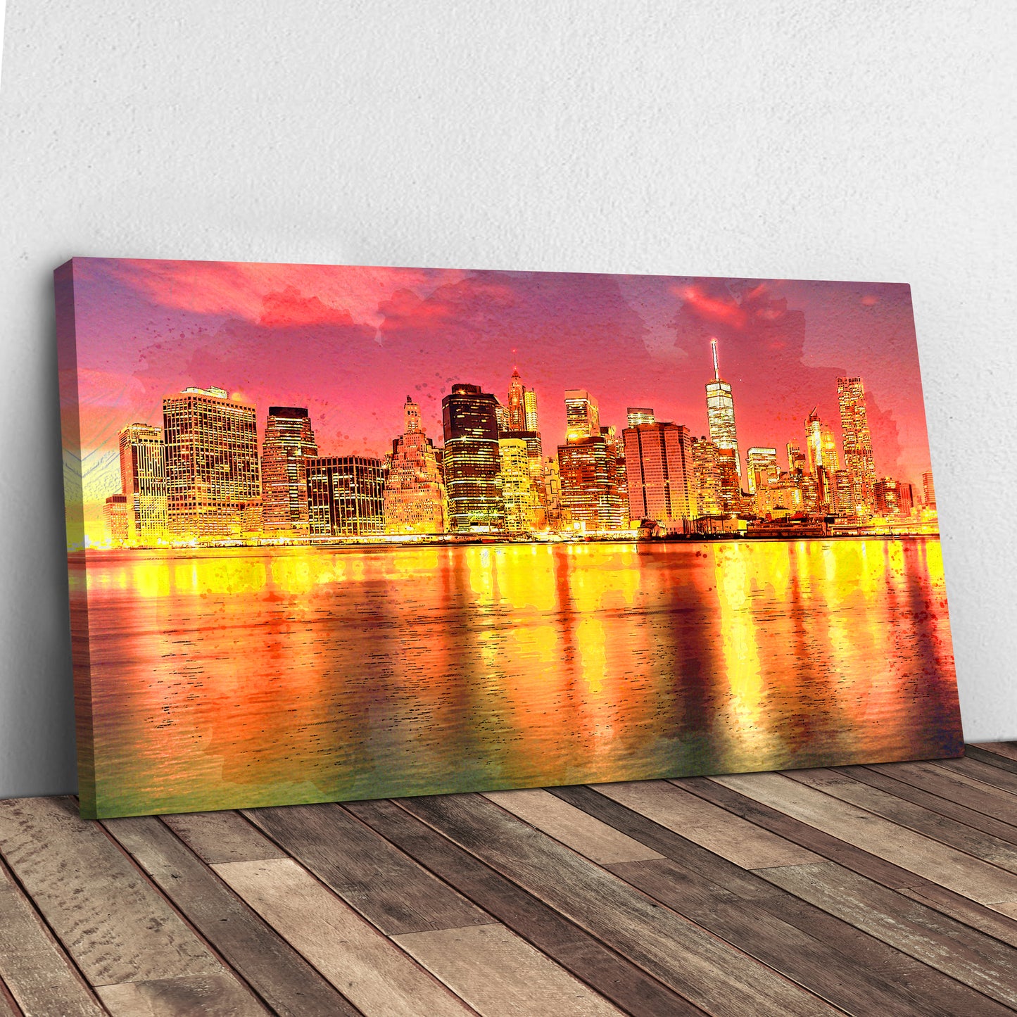 NYC Skyline Night Canvas Wall Art Style 2 - Image by Tailored Canvases