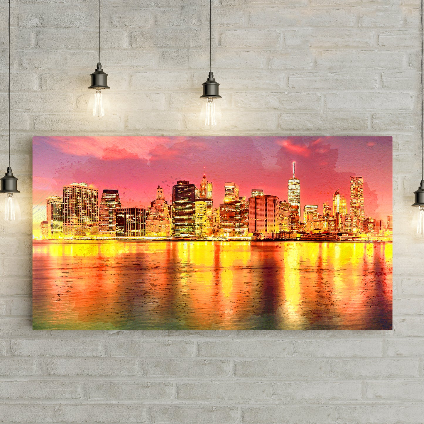 NYC Skyline Night Canvas Wall Art - Image by Tailored Canvases