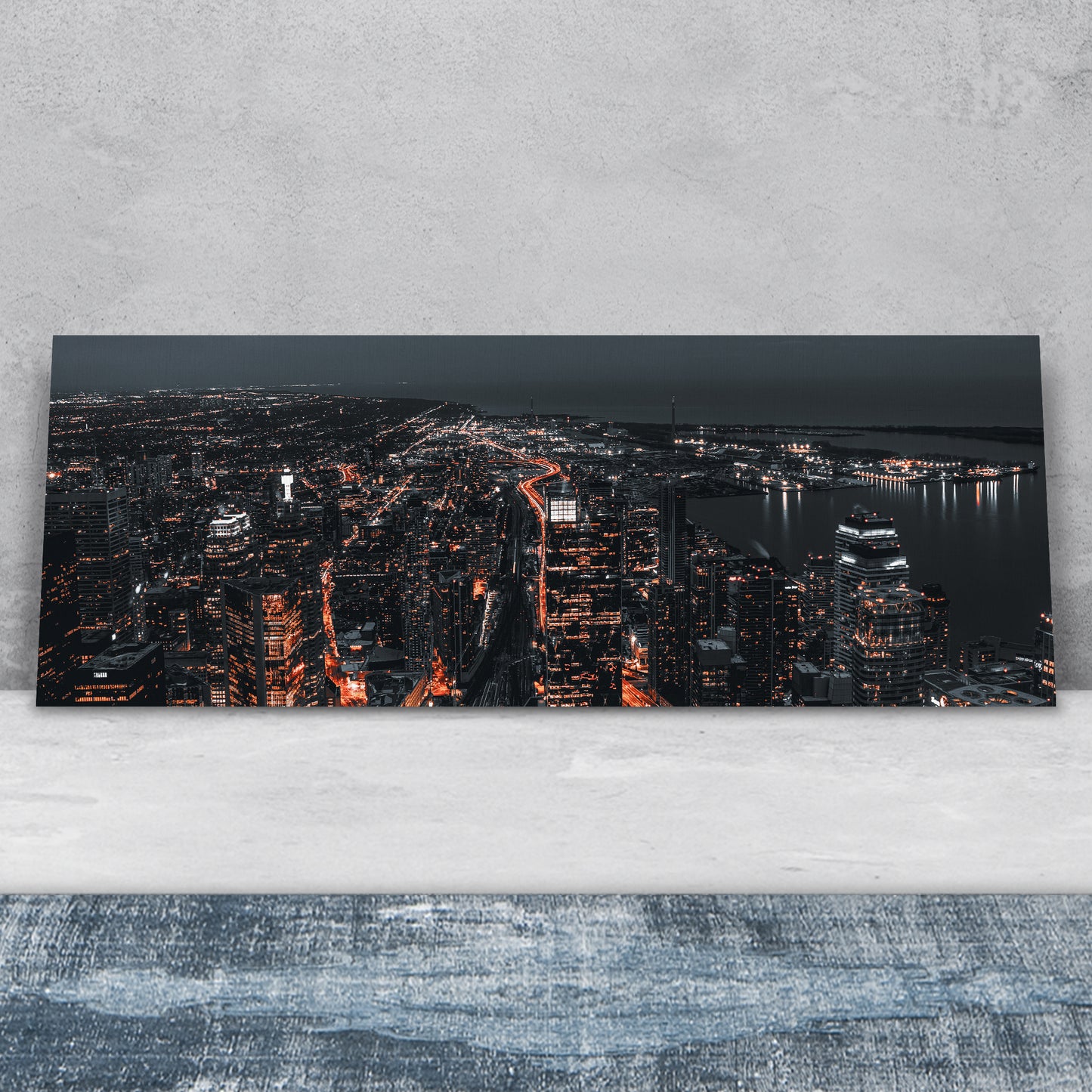 Night City Modern Canvas Wall Art Style 1 - Image by Tailored Canvases