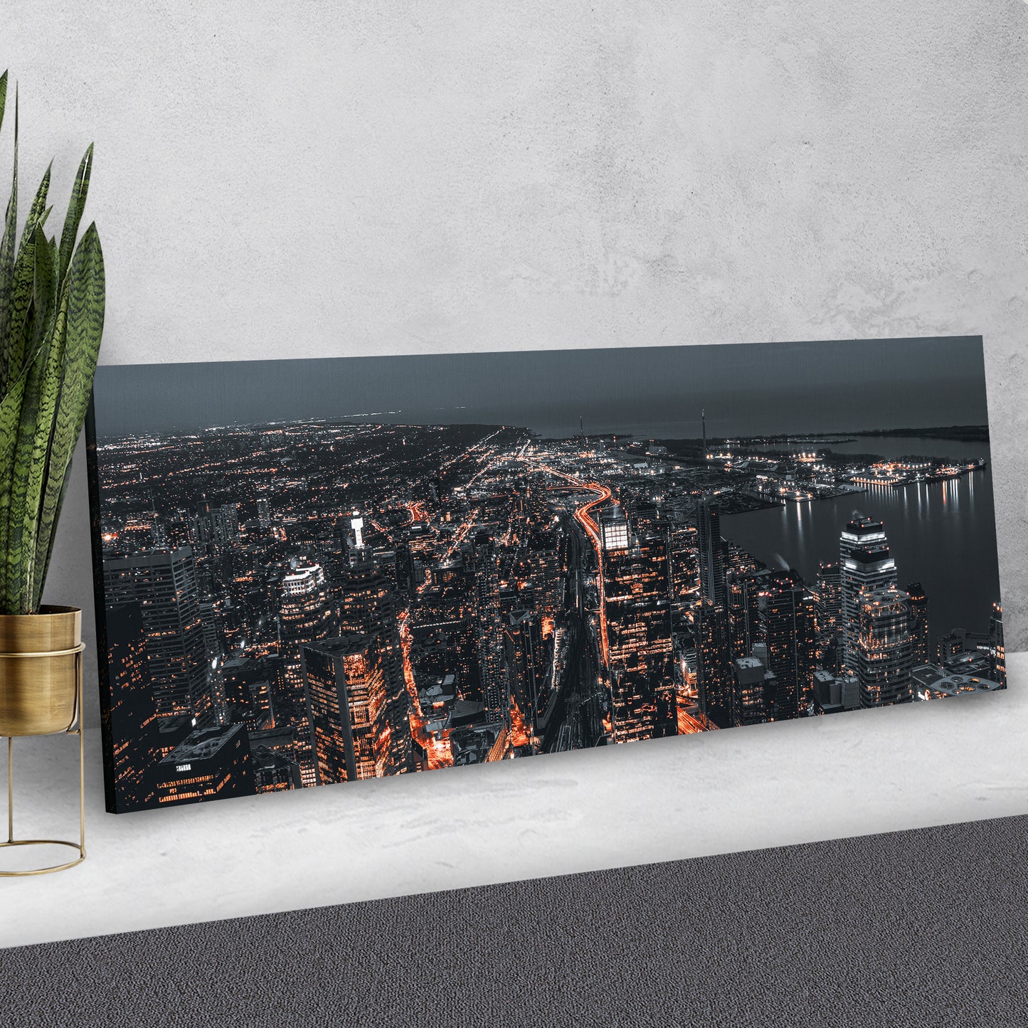 Night City Modern Canvas Wall Art Style 2 - Image by Tailored Canvases