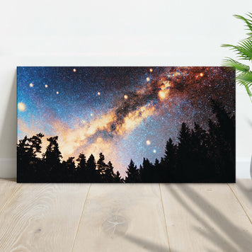 Forest Night Stars Canvas Wall Art