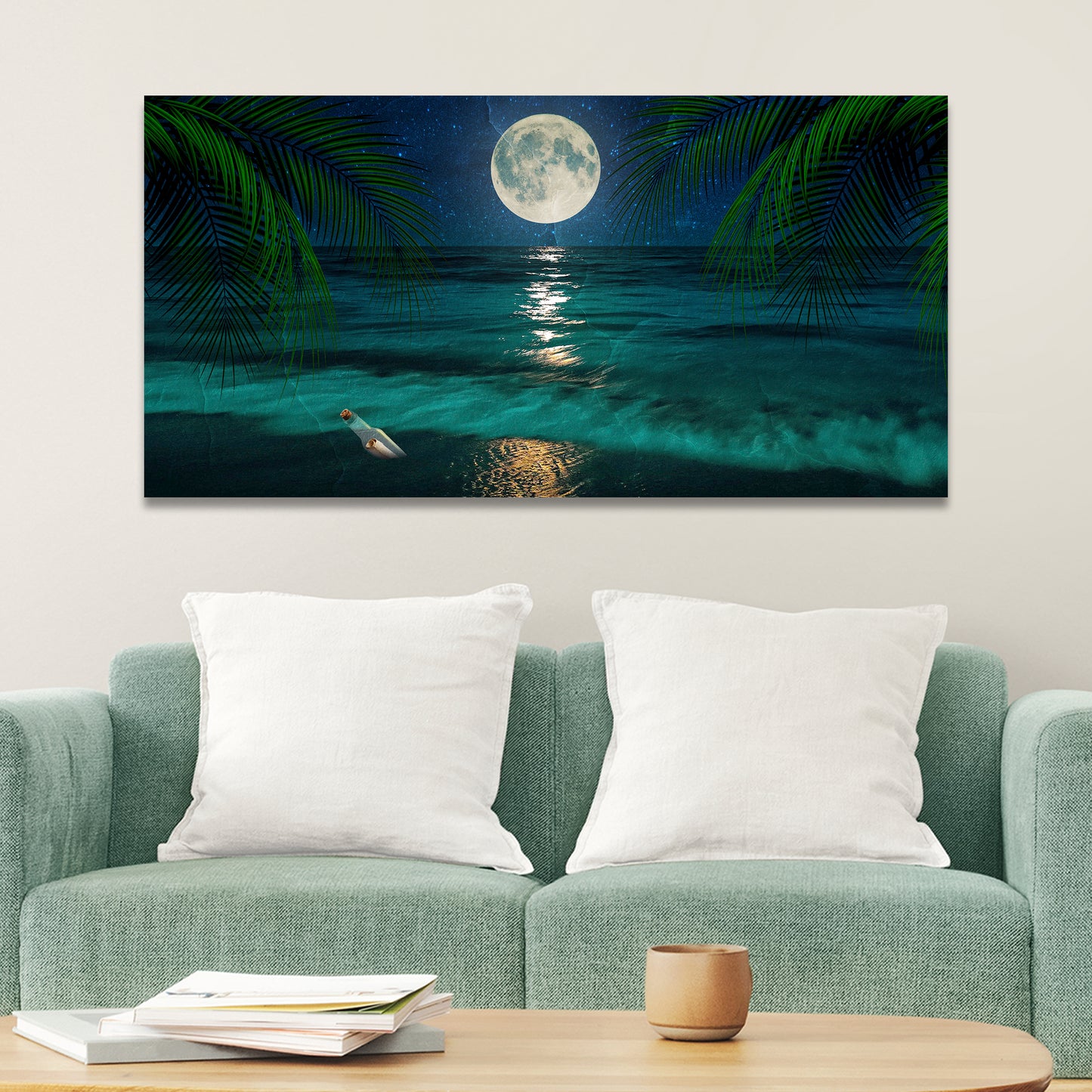 Full Moon Beach Shore Canvas Wall Art - Image by Tailored Canvases