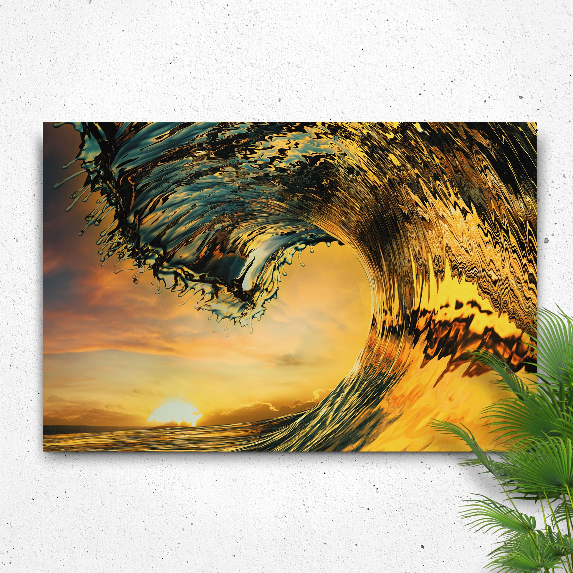 Sunset Ocean Wave Canvas Wall Art - Image by Tailored Canvases
