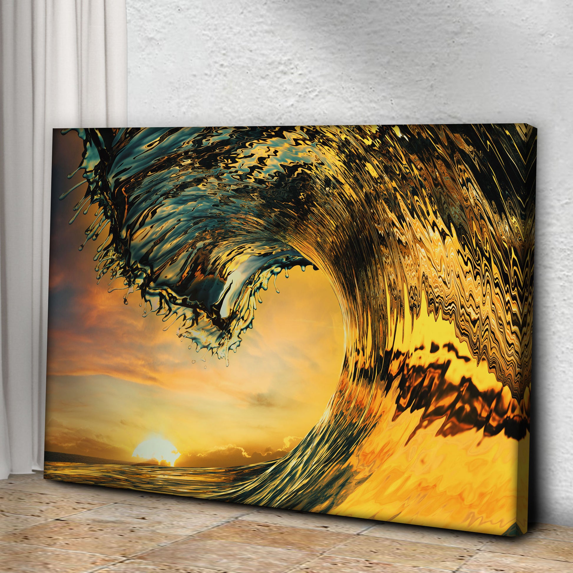 Sunset Ocean Wave Canvas Wall Art Style 1 - Image by Tailored Canvases