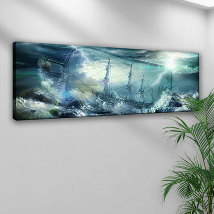 Pirate Ship In A Bottle Canvas Wall Art - Image by Tailored Canvases