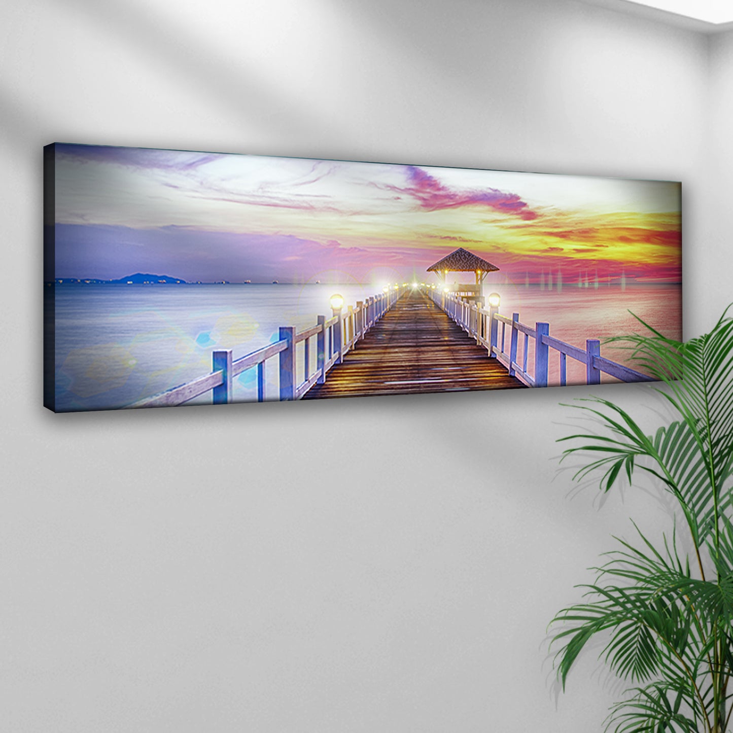 Pastel Skies And Ocean Pier Canvas Wall Art Style 2 - Image by Tailored Canvases