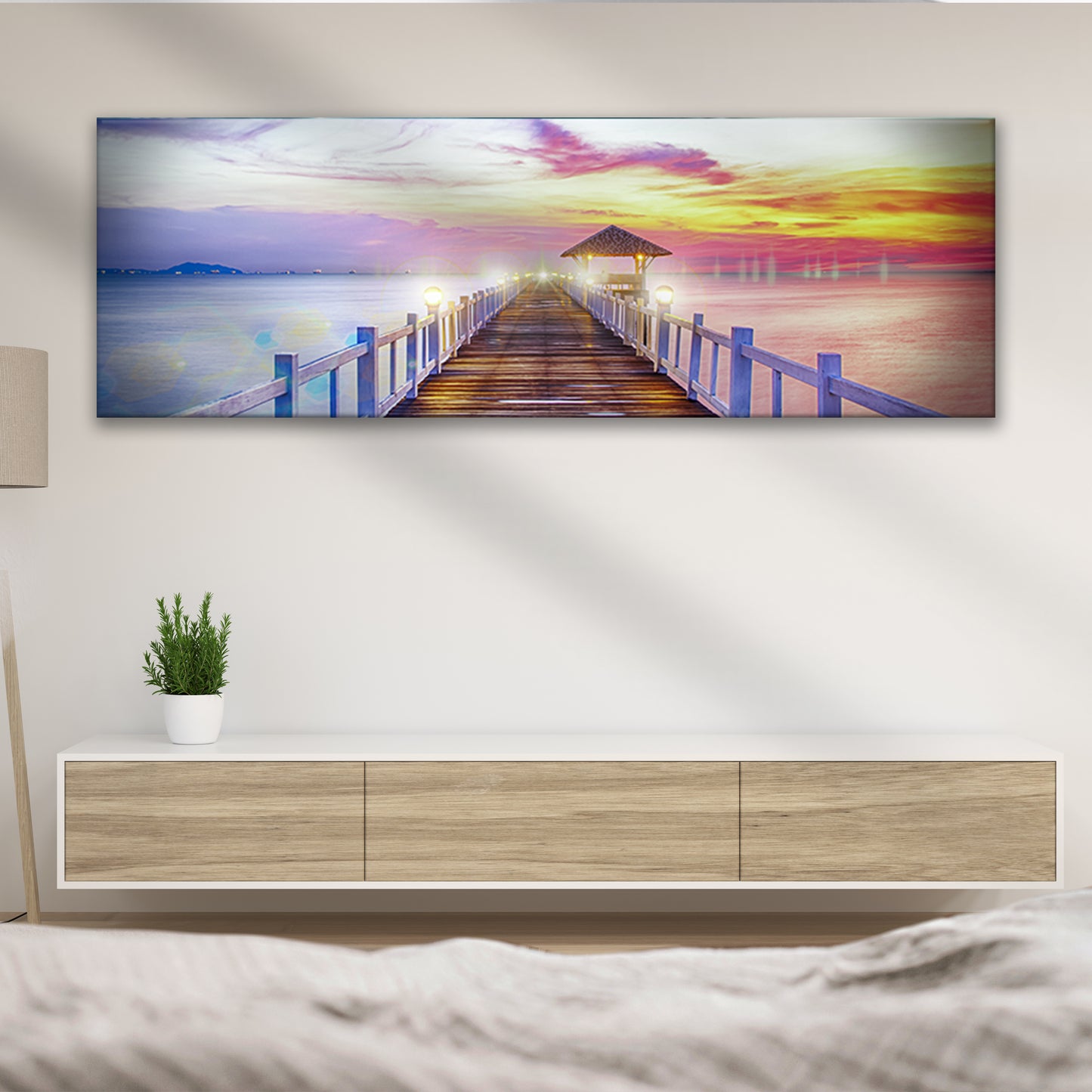 Pastel Skies And Ocean Pier Canvas Wall Art - Image by Tailored Canvases