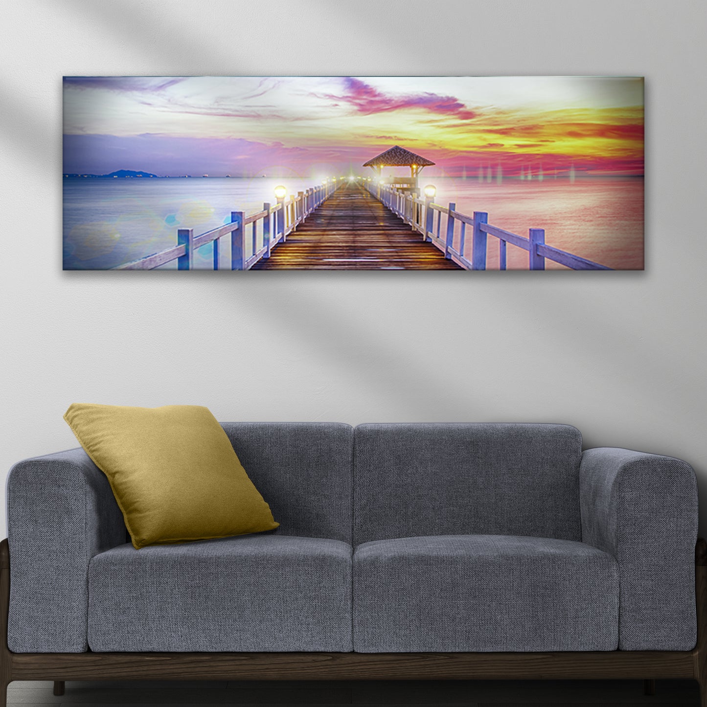 Pastel Skies And Ocean Pier Canvas Wall Art Style 1 - Image by Tailored Canvases