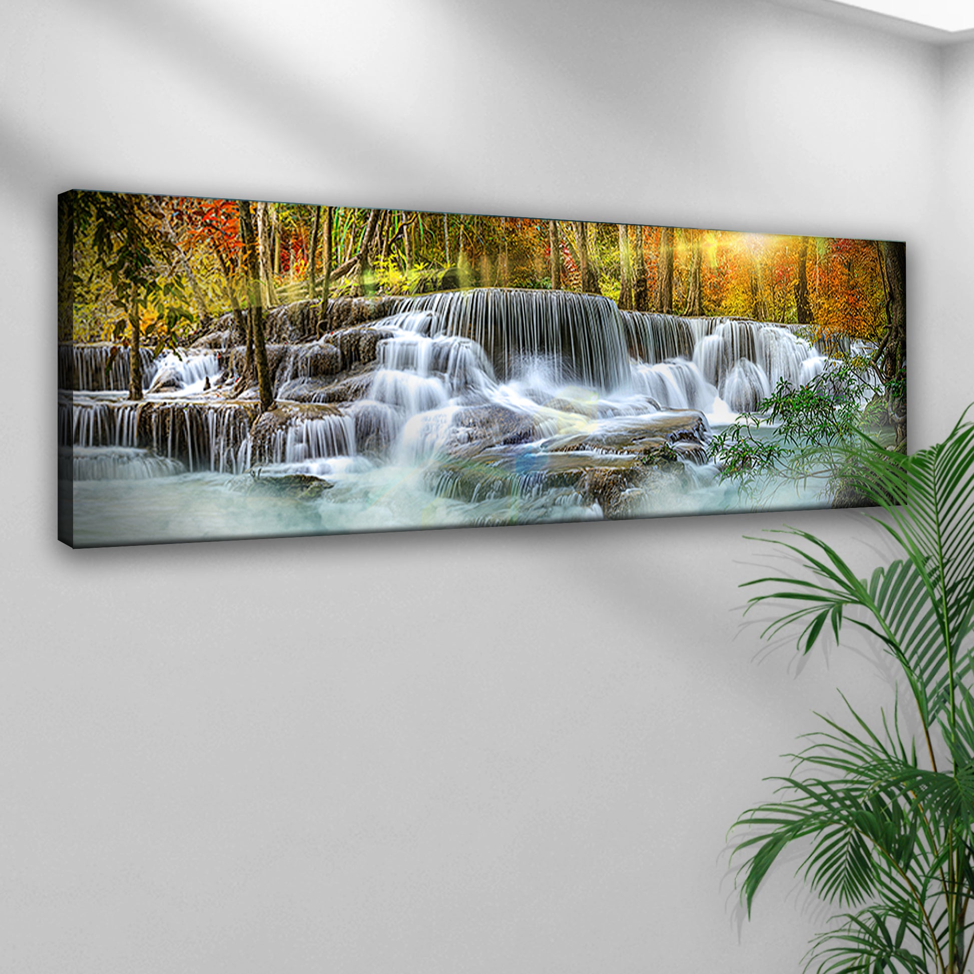 Waterfall In Forest River Canvas Wall Art - Image by Tailored Canvases