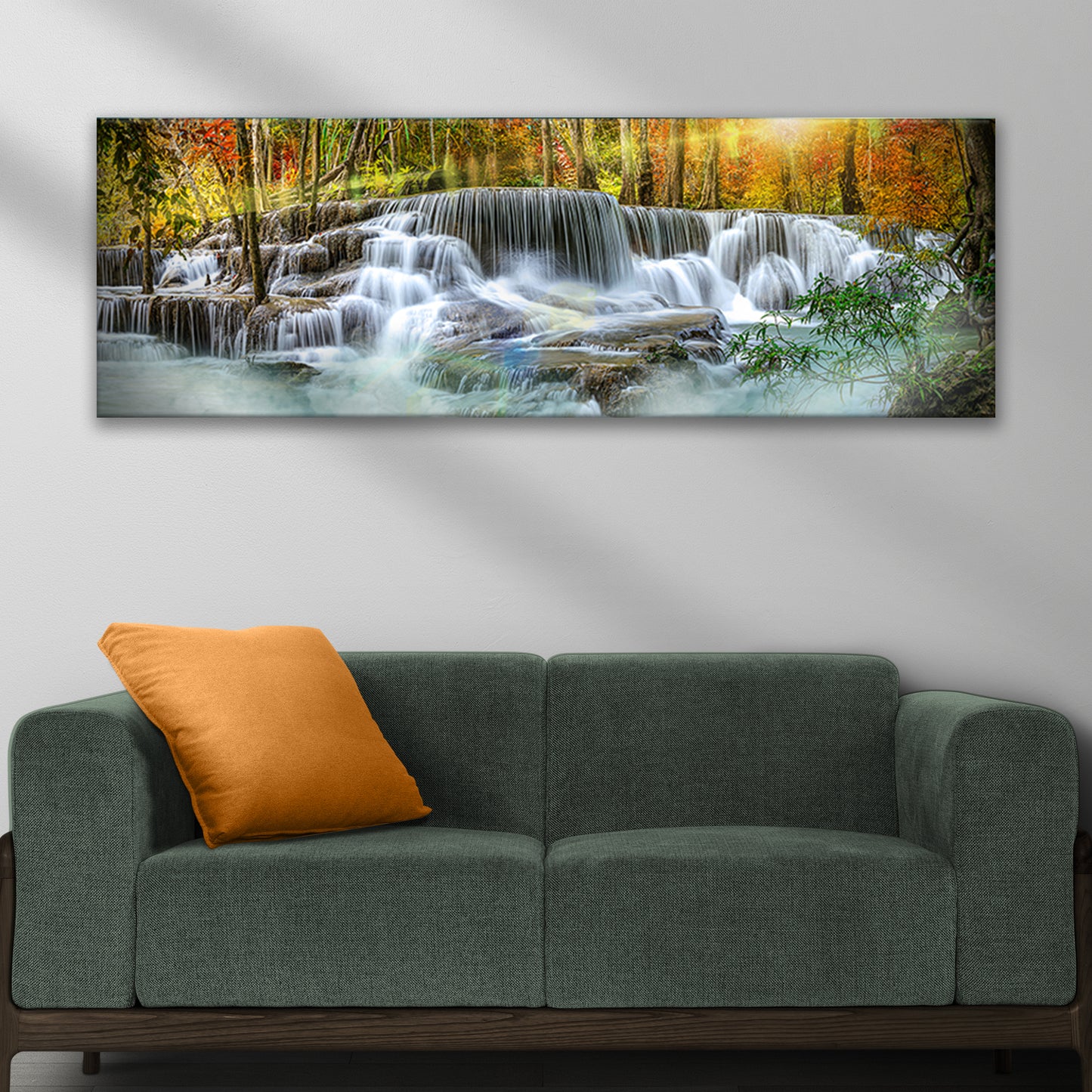 Waterfall In Forest River Canvas Wall Art Style 1 - Image by Tailored Canvases