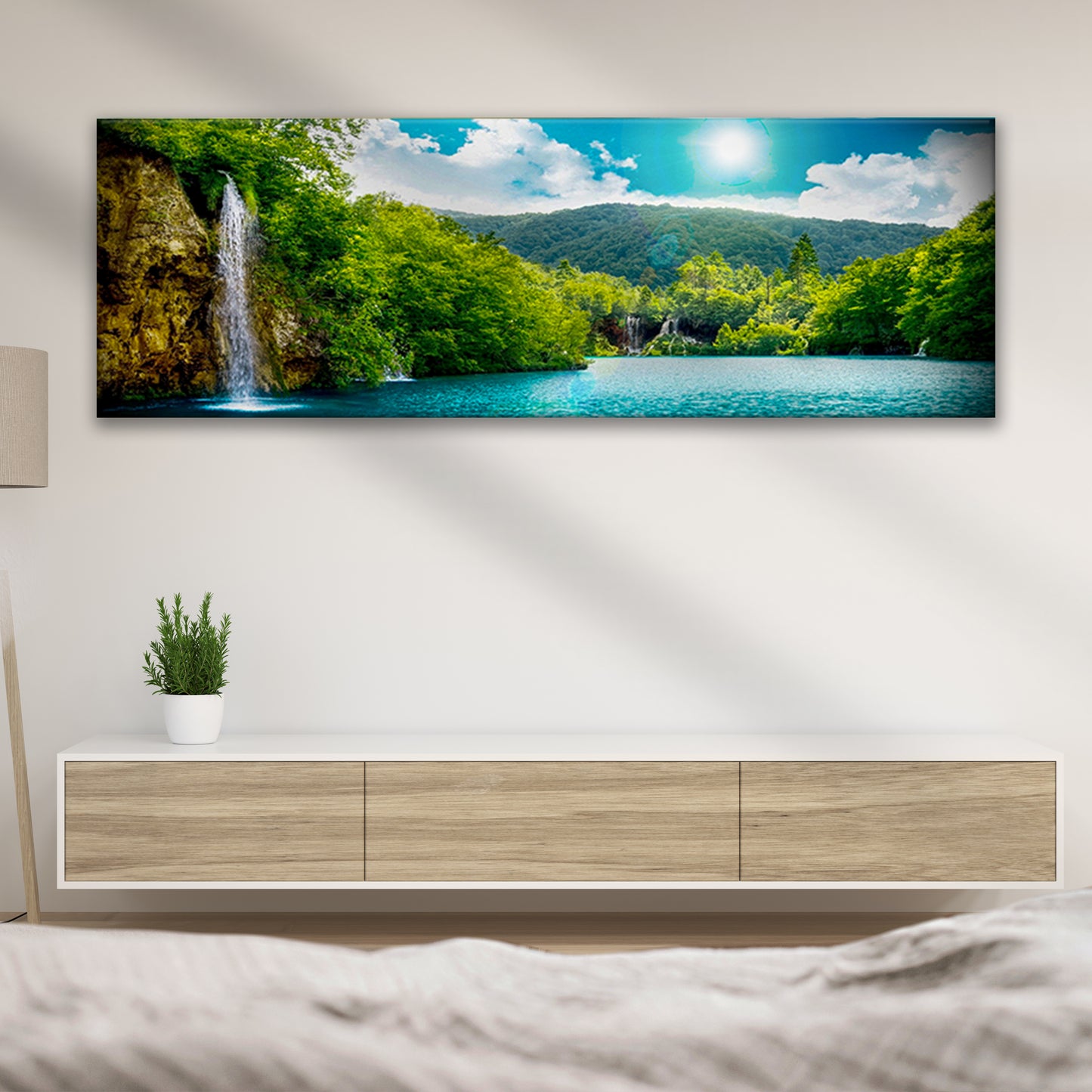 Green Forest Mountain Waterfall Canvas Wall Art - Image by Tailored Canvases