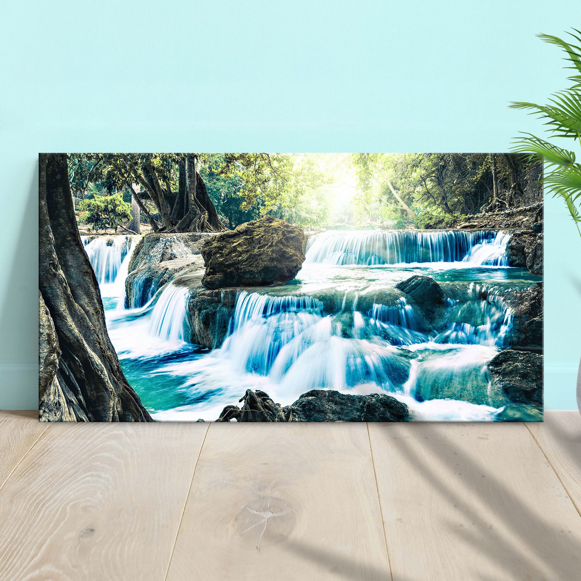 Flowy Forest River Waterfall Canvas Wall Art - Image by Tailored Canvases