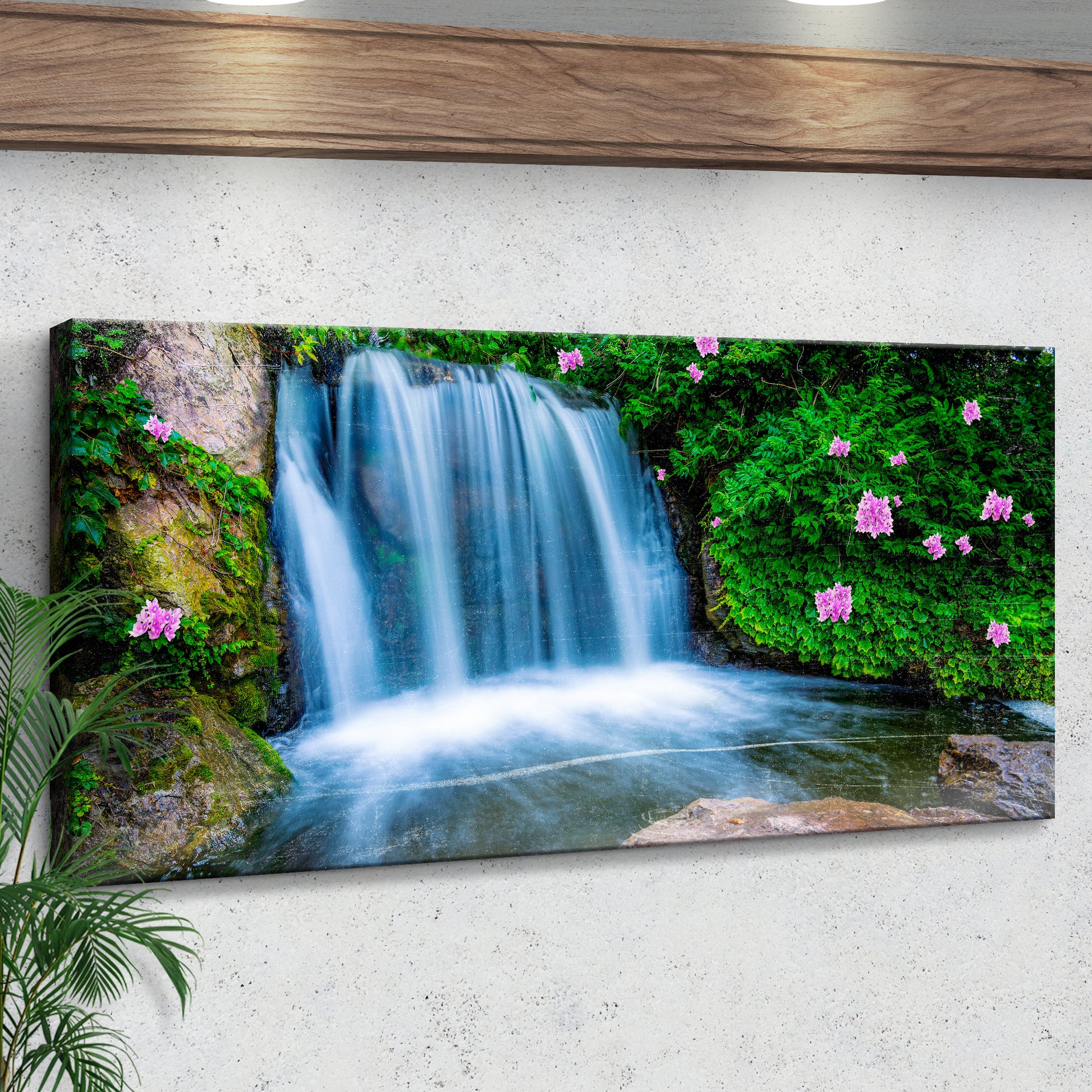 Forest Pond Waterfall Canvas Wall Art Style 1 - Image by Tailored Canvases