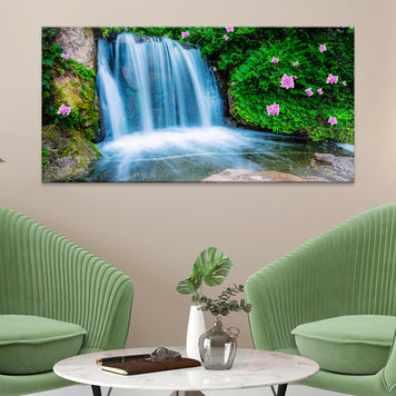 Forest Pond Waterfall Canvas Wall Art