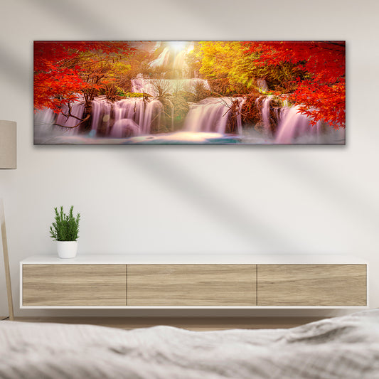 Red Autumn Waterfall Canvas Wall Art - Image by Tailored Canvases