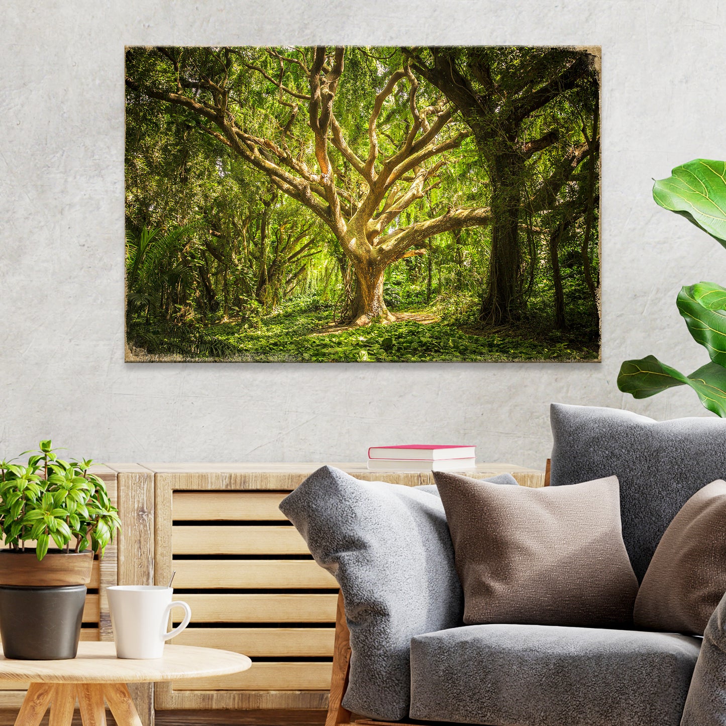Old Oak Forest Tree Canvas Wall Art Style 2 - Image by Tailored Canvases