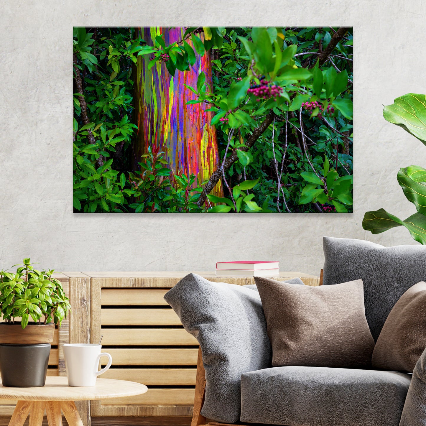 Rainbow Eucalyptus Tree Canvas Wall Art II Style 2 - Image by Tailored Canvases
